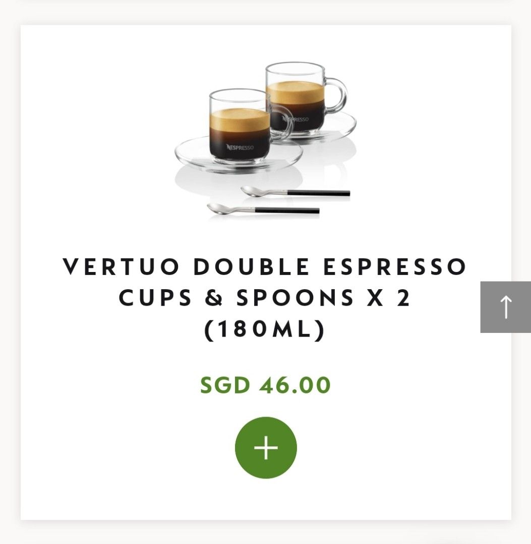 NESPRESSO Set of 2 Glass Vertuo Espresso Cup & Saucer Brand New