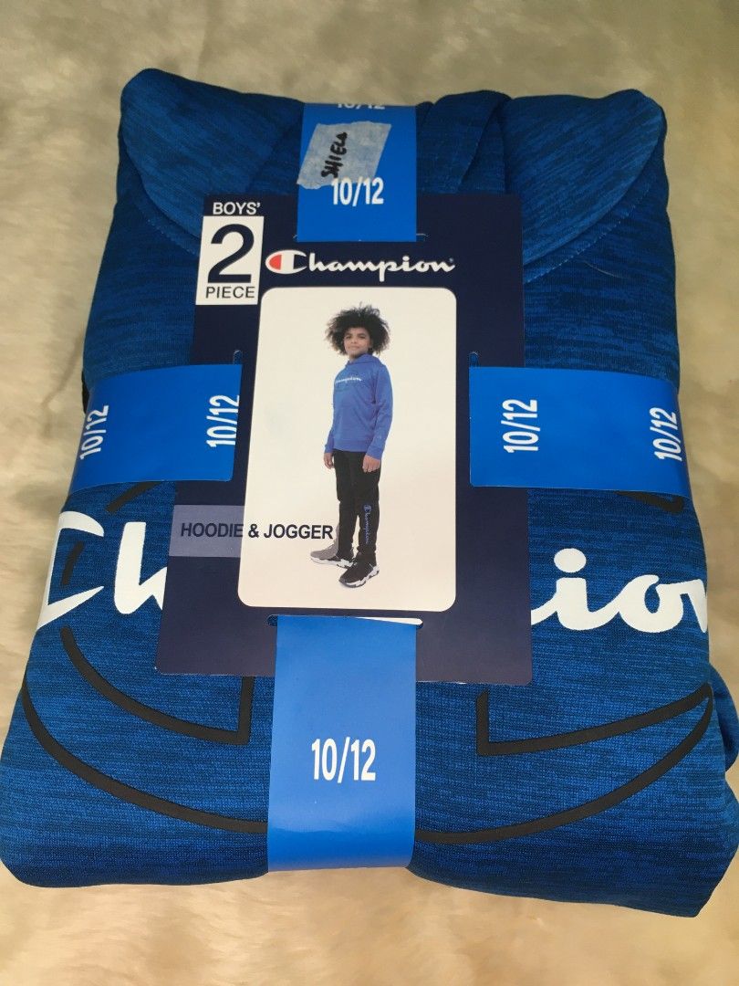 New Boy s black and blue Champion 2 pc Hoodie and Jogger set