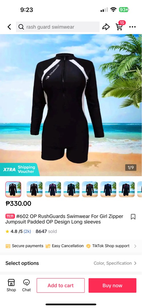 One piece rash guard, Women's Fashion, Swimwear, Rash guard on Carousell
