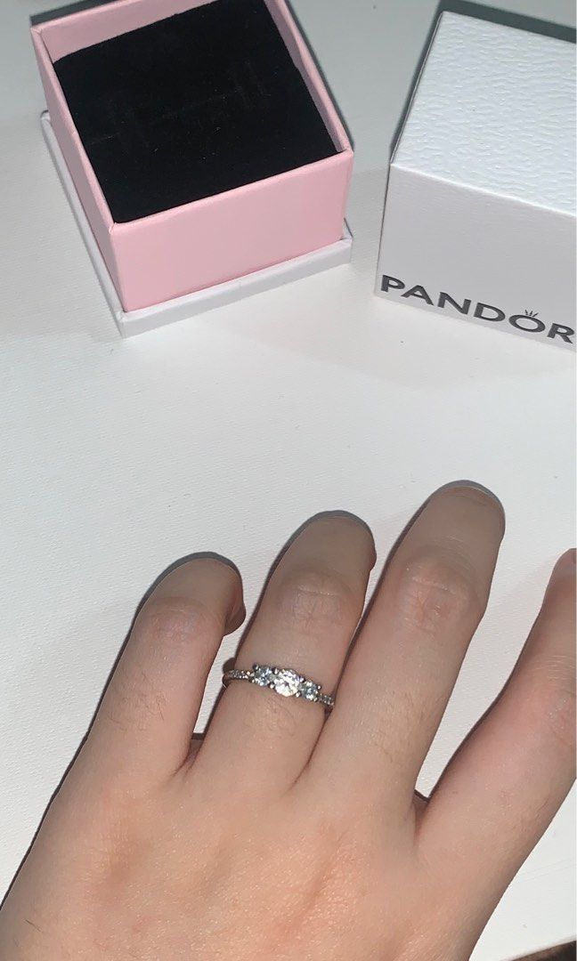 Pandora clear 3 stone ring cheap