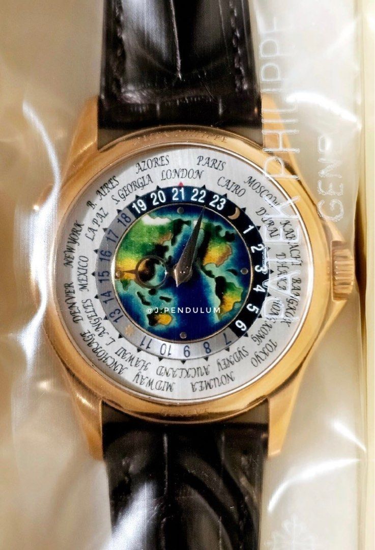 Patek Philippe World Time Rose Gold Enamel Luxury Watches on