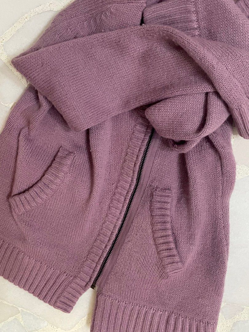 Purple Fuzzy Furry Winter Jacket Coat Outerwear Sweater Cardigan