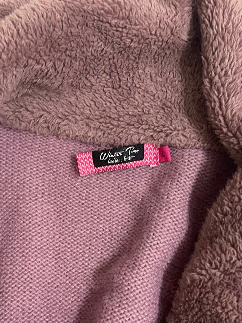 Purple Fuzzy Furry Winter Jacket Coat Outerwear Sweater Cardigan