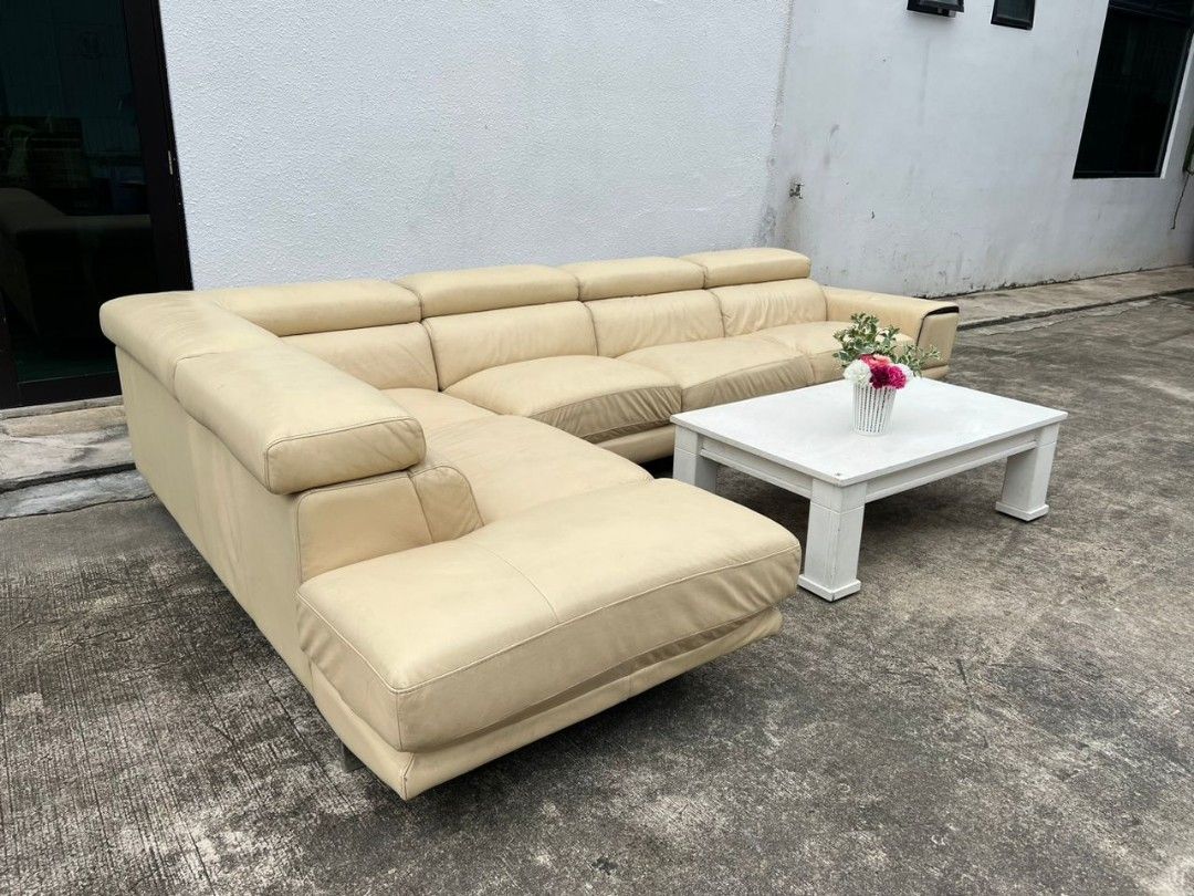 Rozel Leather LShape Sofa, Furniture & Home Living, Furniture, Other Home Furniture on Carousell