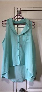 Sabo Skirt Size 8 Peppermint Green Long Sleeve Shoulder And Back Cut Out Top