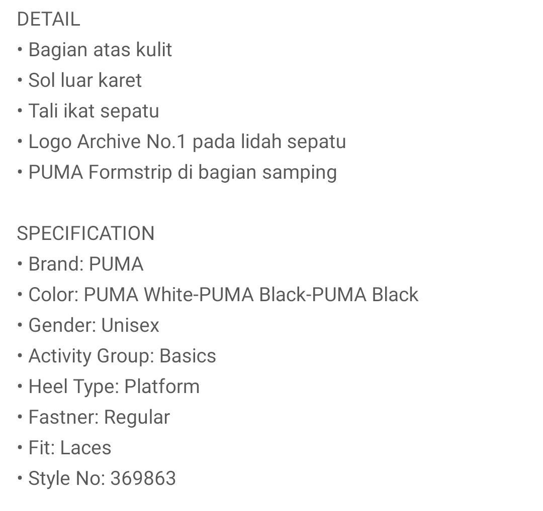 Ukuran sepatu deals us puma