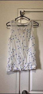 Small Reiss White Silk Singlet With Blue Spots