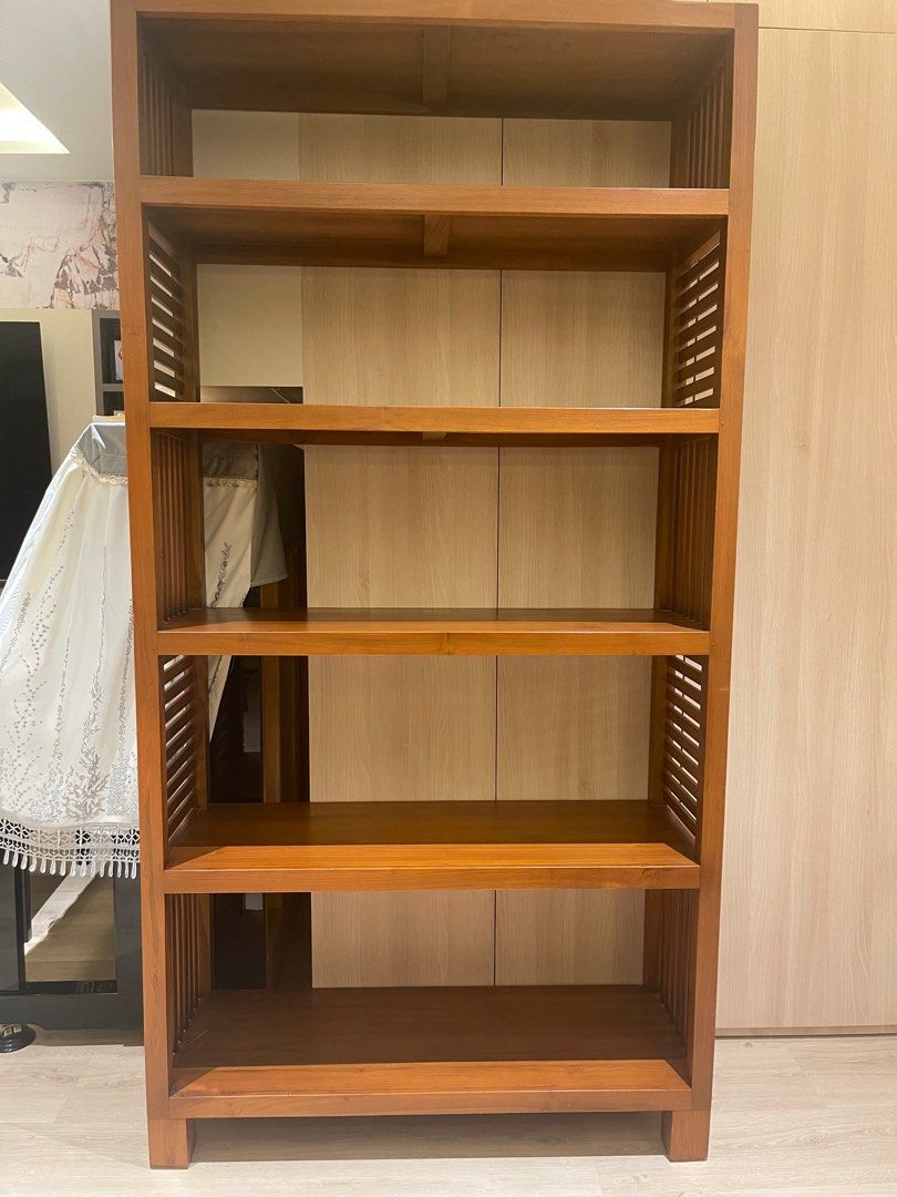 solid teak bookshelf, Furniture & Home Living, Furniture, Shelves