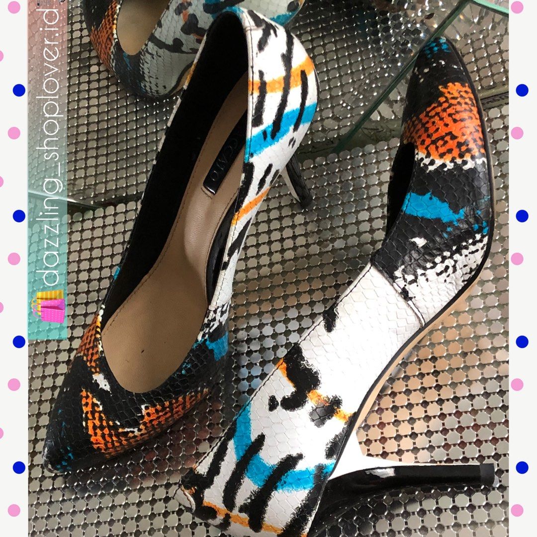 STACCATO WOMEN HIGH HEELS STILETTO PUMP SHOES SNAKE PRINTING SEPATU HAK TINGGI POMPA WANITA UJUNG RUNCING MOTIF KULIT ULAR EU SIZE 35 ORI SIZE 34