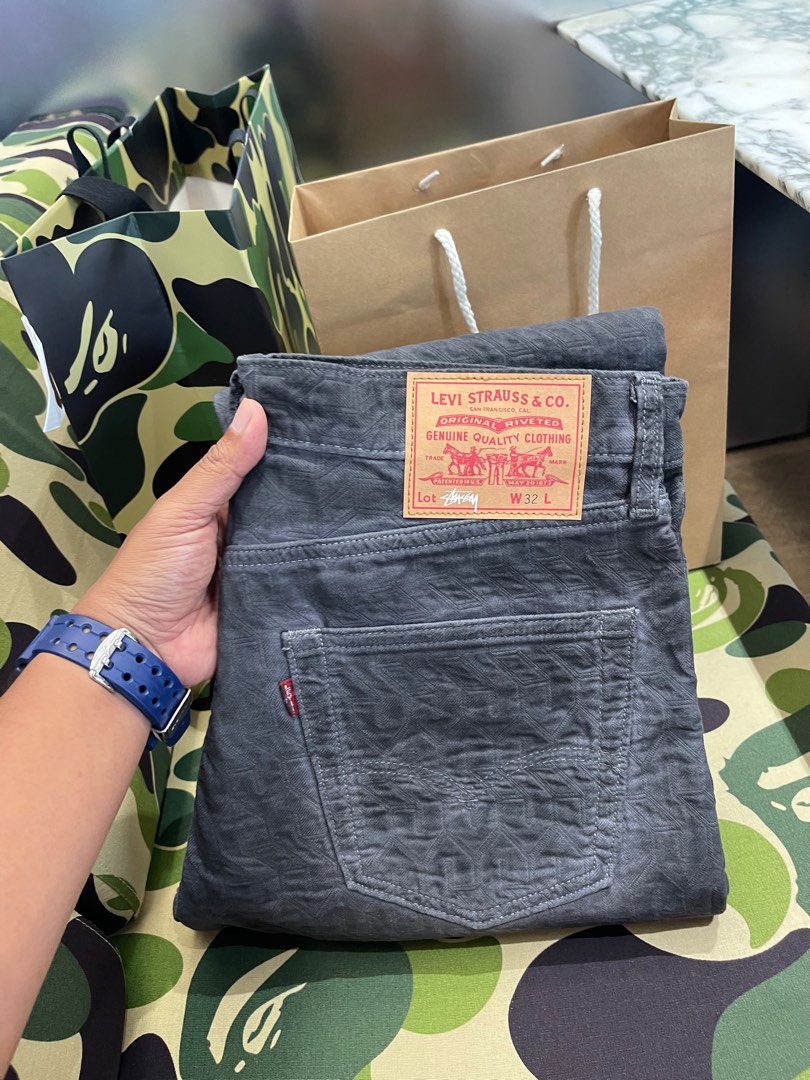 Stussy x Levis Jacquard, Men's Fashion, Bottoms, Jeans on Carousell