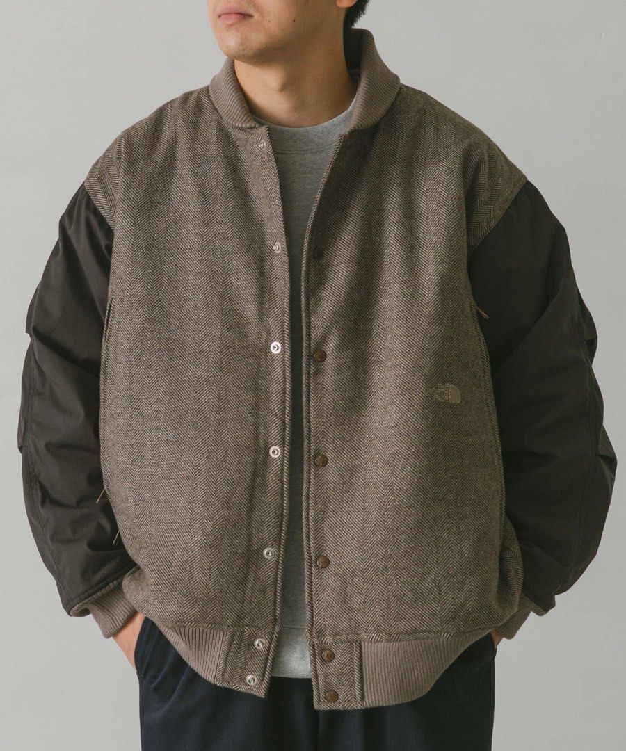 ノースフェイスパープルレーベル　NY2261N Mサイズ THE NORTH FACE PURPLE LABEL Herringbone Tweed Varsity Jacket Beige