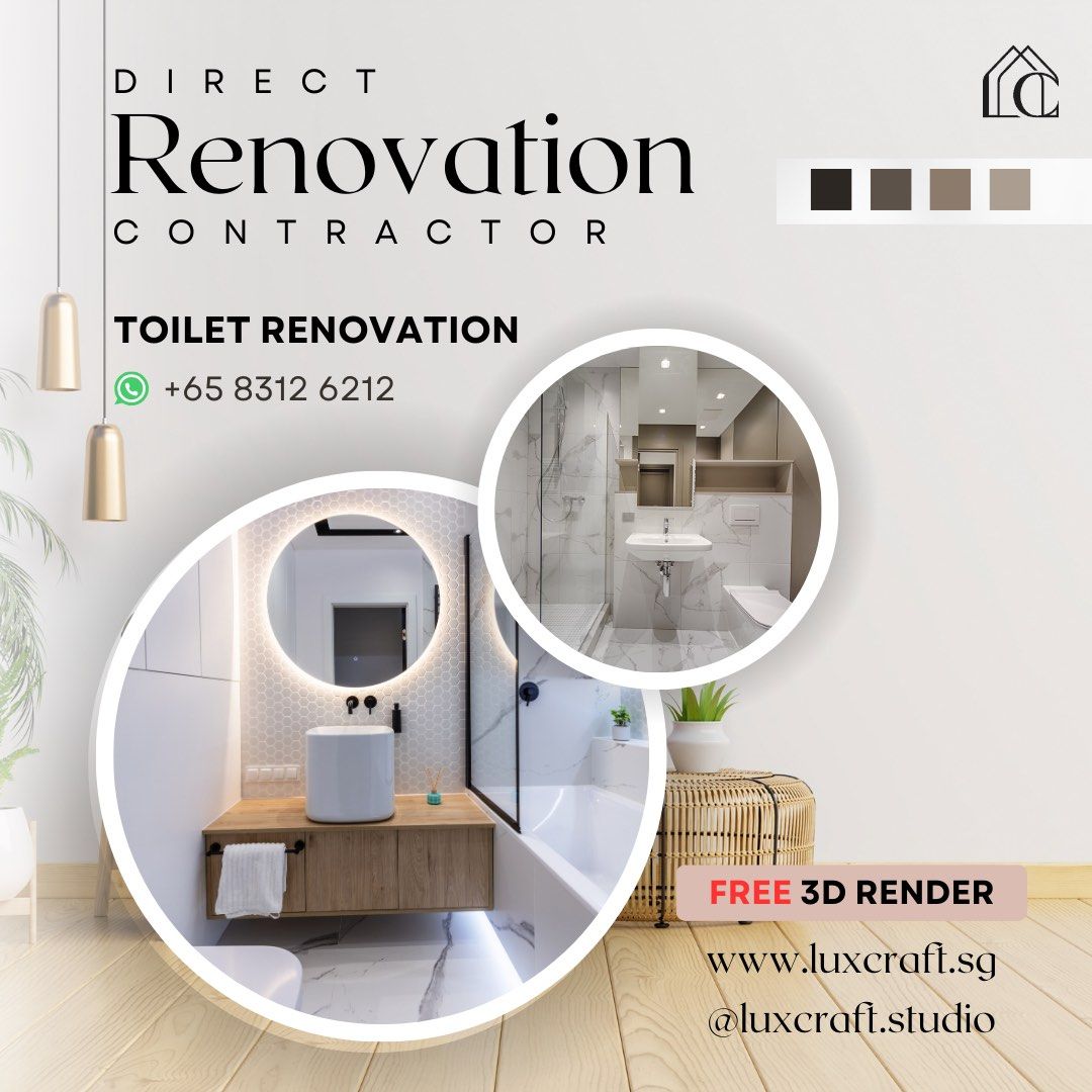 Direct Contractor | Toilet Renovation | Free 3D Design Rendering ...