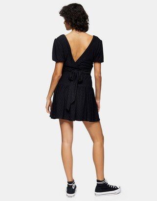 Topshop broderie wrap dress in black Women s Fashion Dresses Sets Dresses on Carousell