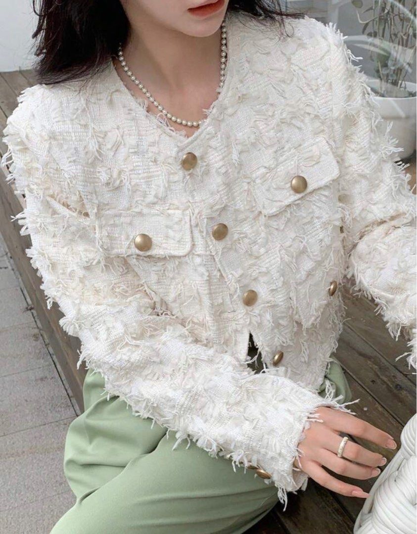 White tweed coat clearance
