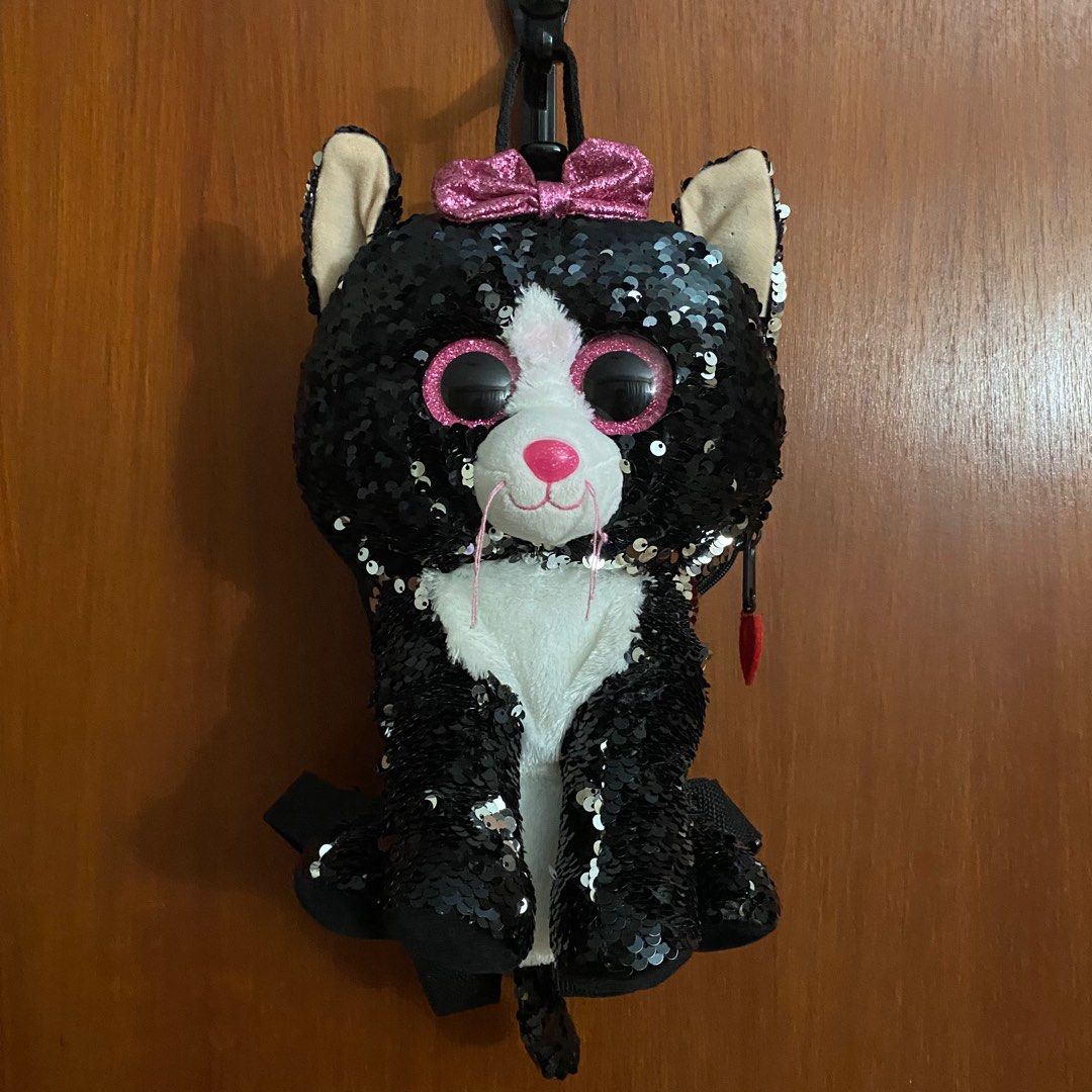 Ty Fashion Beanie Boo Kiki Reversible Sequin Cat Backpack Black