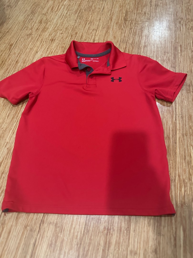 Boys red under armour polo top