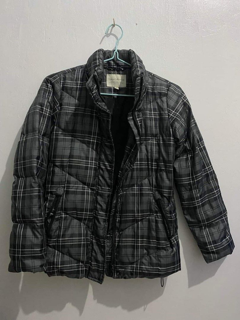 Uniqlo Plaid Puffer Hood Jacket Women s Fashion Tops Others