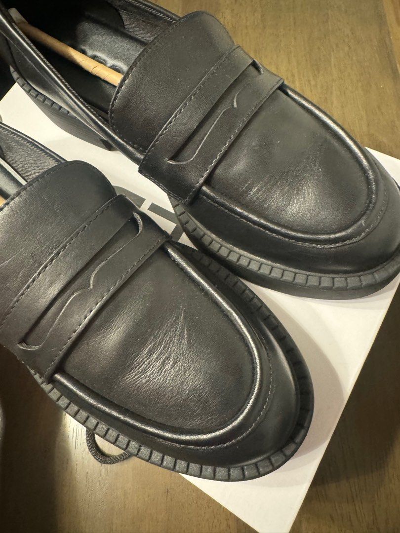 US6.5W EU37 PRE OWNED ALDO BIGPLAN HEELED LOAFERS