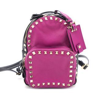 VALENTINO Calfskin Rockstud Backpack Pink/Black