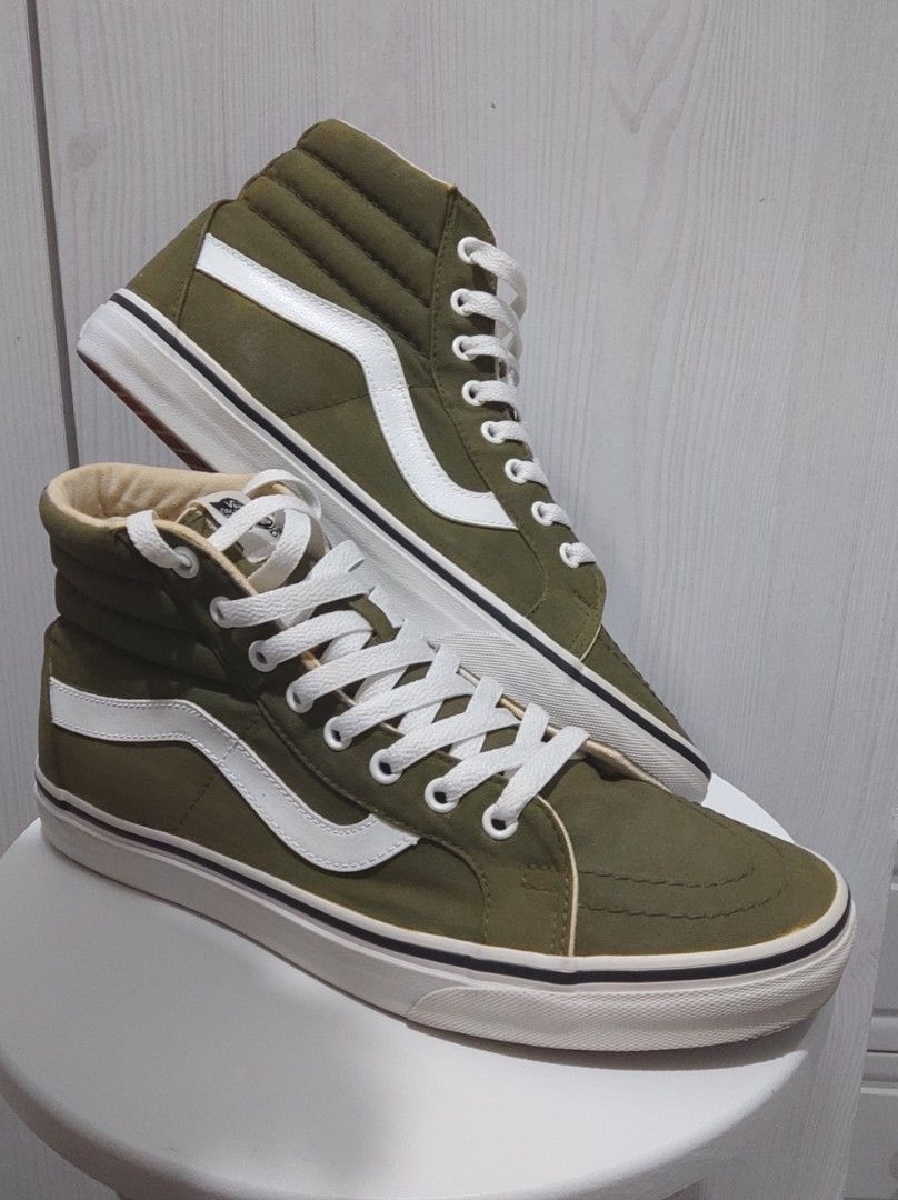 Army green store vans high tops