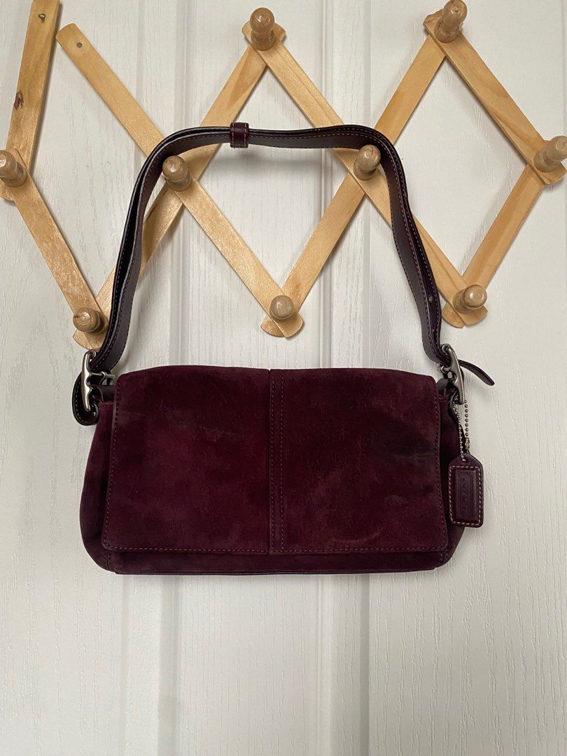 Vintage suede coach baguette bag