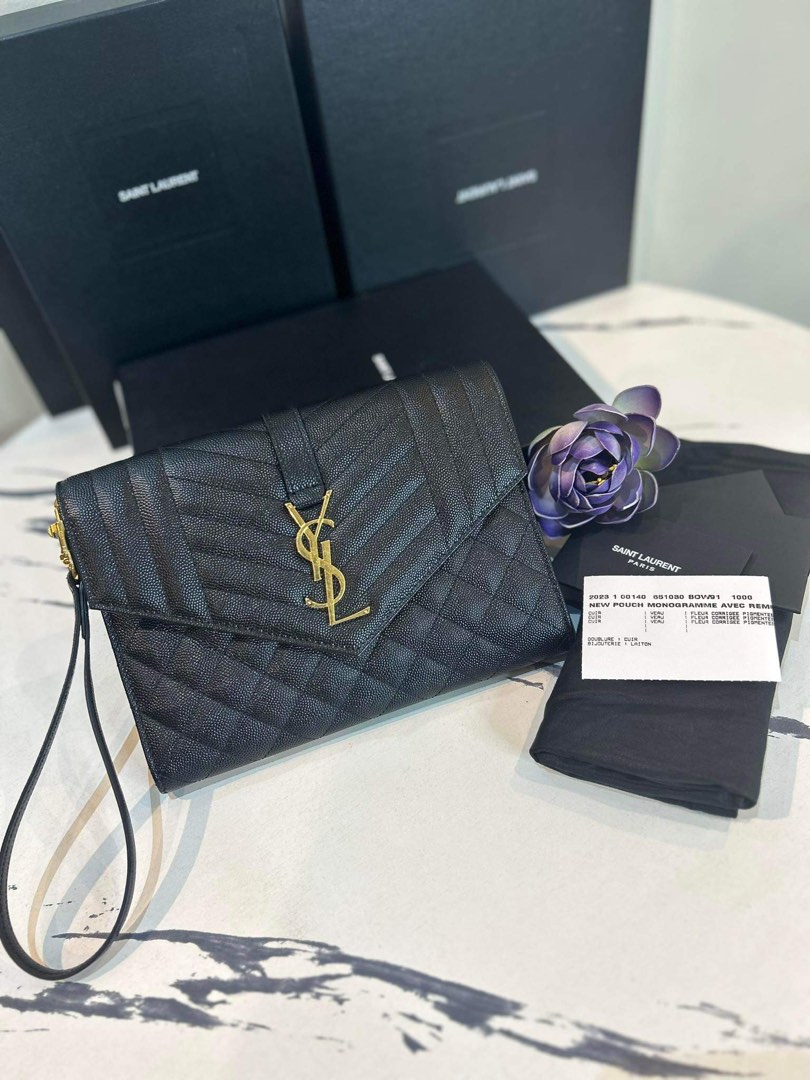 Ysl clutch black, Luxury, Bags & Wallets on Carousell