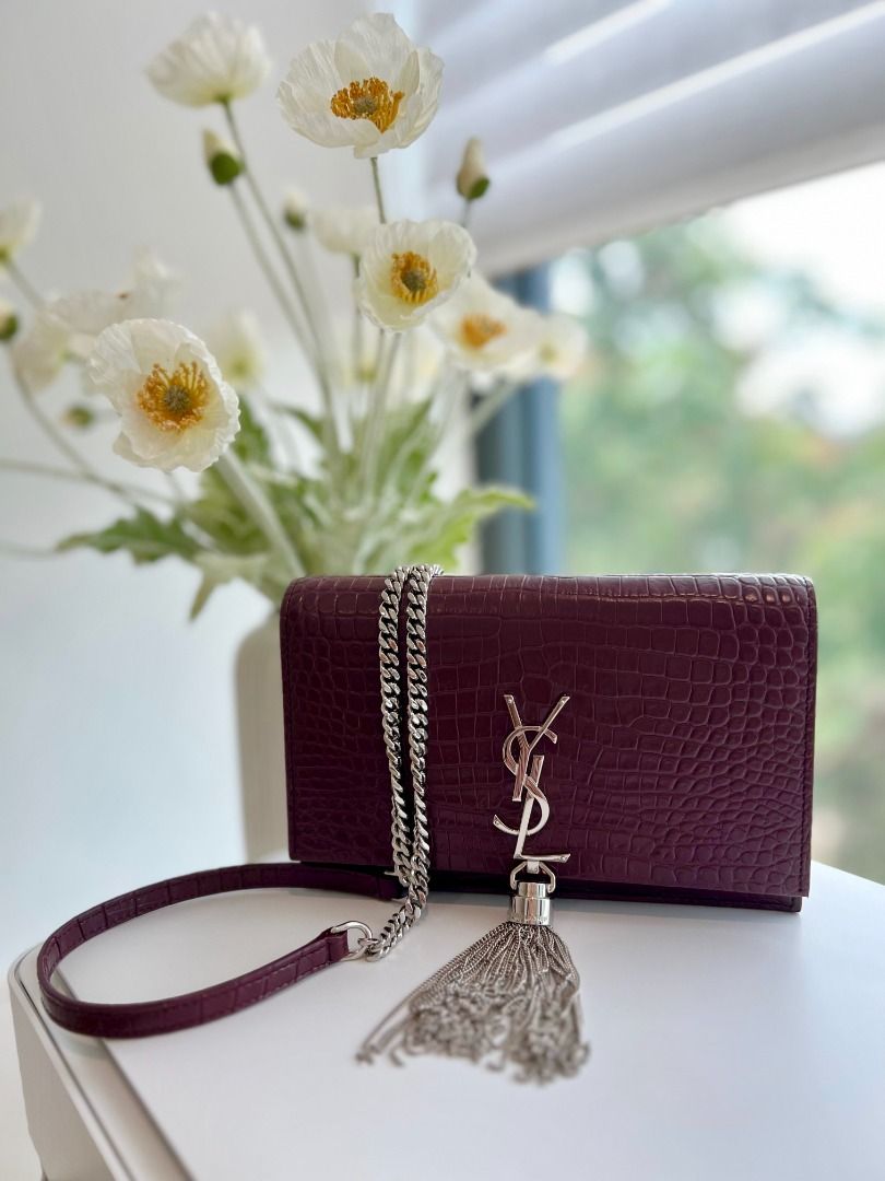 YSL Small Kate with Tassel Burgundy Luxury Bags Wallets on Carousell