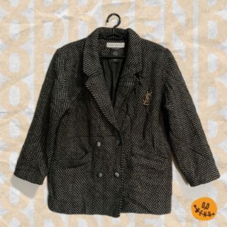 YVES SAINT LAURENT BROOCHED TWEED BLAZER