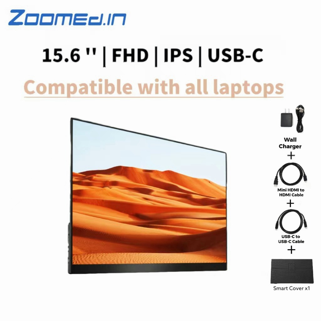 15.6 inch 1080P Portable Monitor, mini HDMI and USB Type-C Ports ...