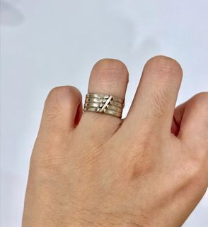 925 SILVER RING WITH 18K GOLD RING