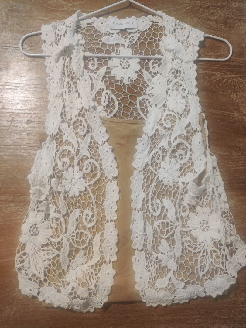 Future State White Crochet Vest Top one size