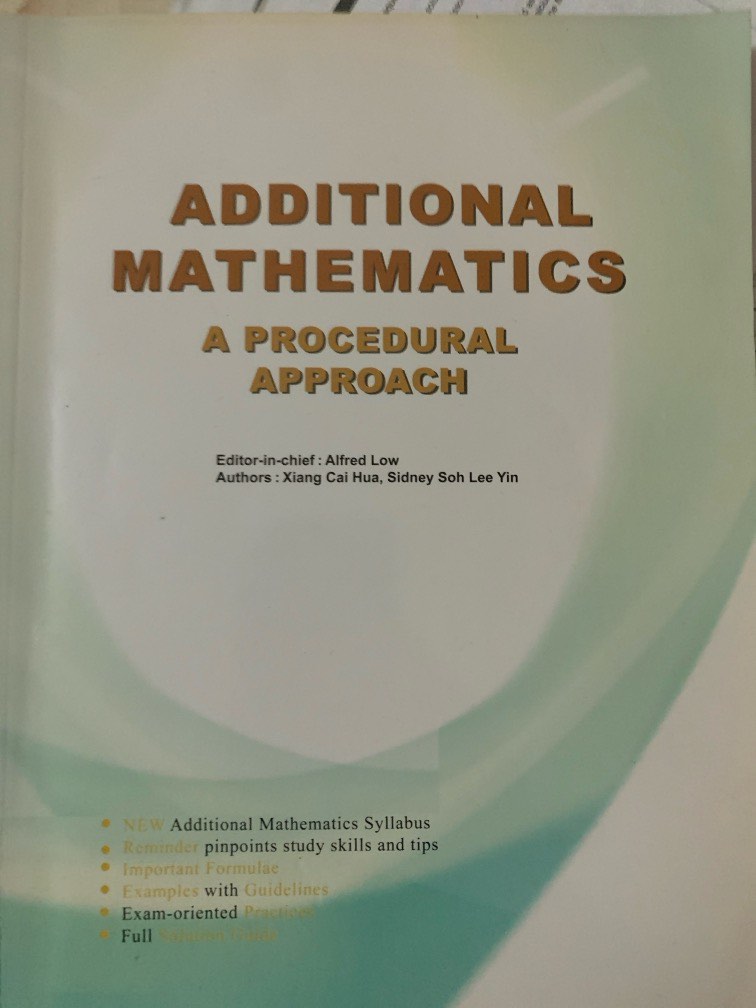 Additional Mathematics O Level Guide Assessment Book Hobbies Toys Additional mathematics o level guide assessment book hobbies toys