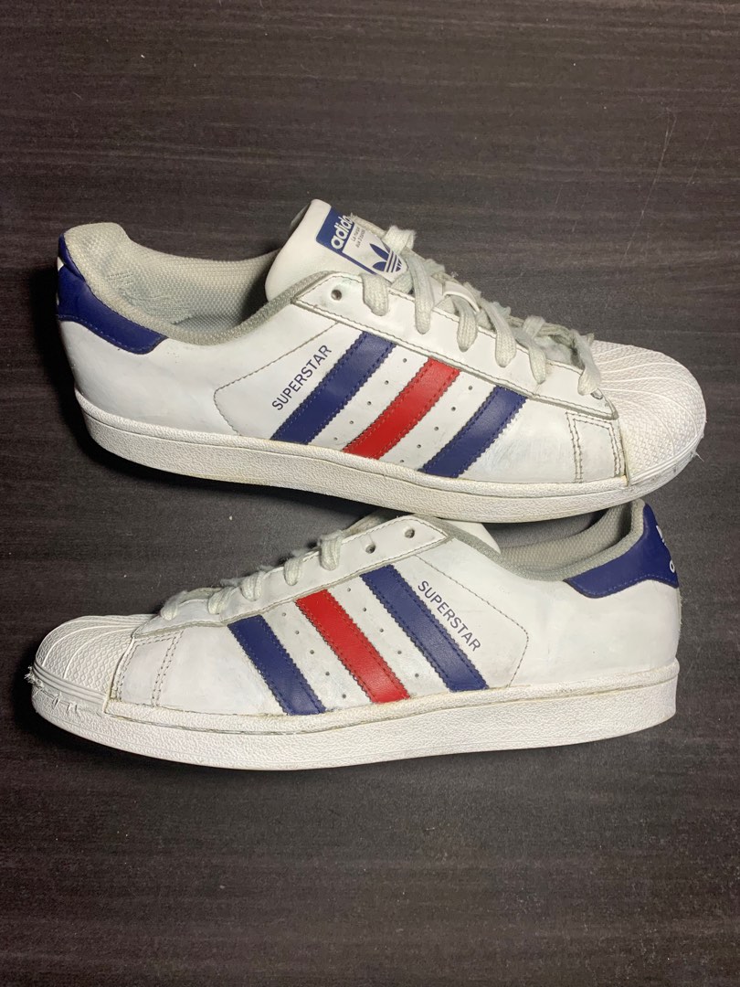 Adidas Superstar Red Blue Stripes Men s Fashion Footwear