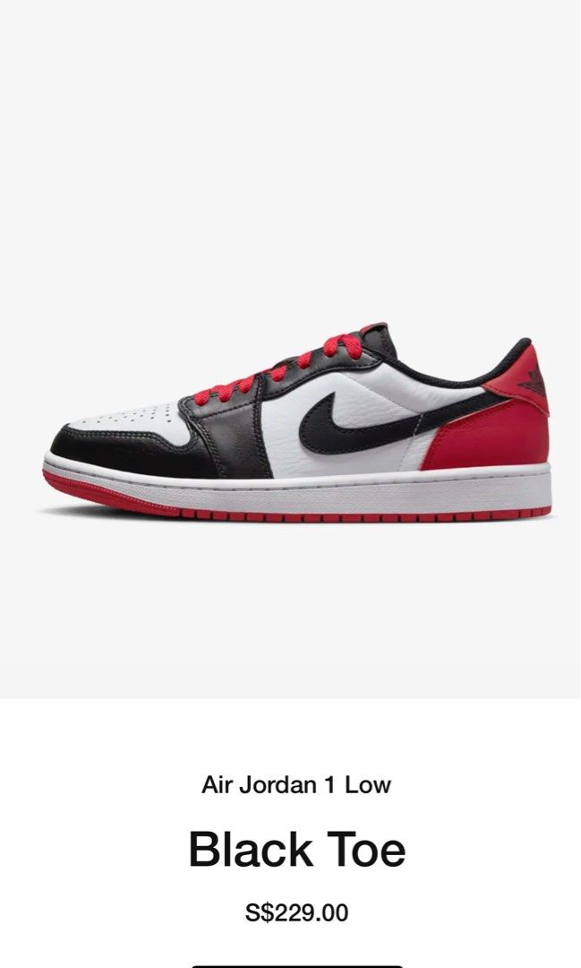 Air Jordan 1 Low Black Toe Men s Fashion Footwear Sneakers on
