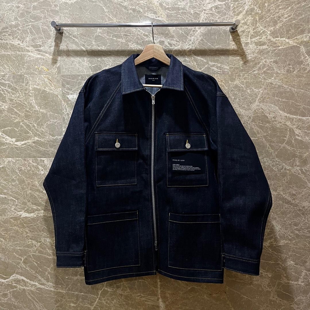 Fear of god raw selvedge denim long jacket clearance