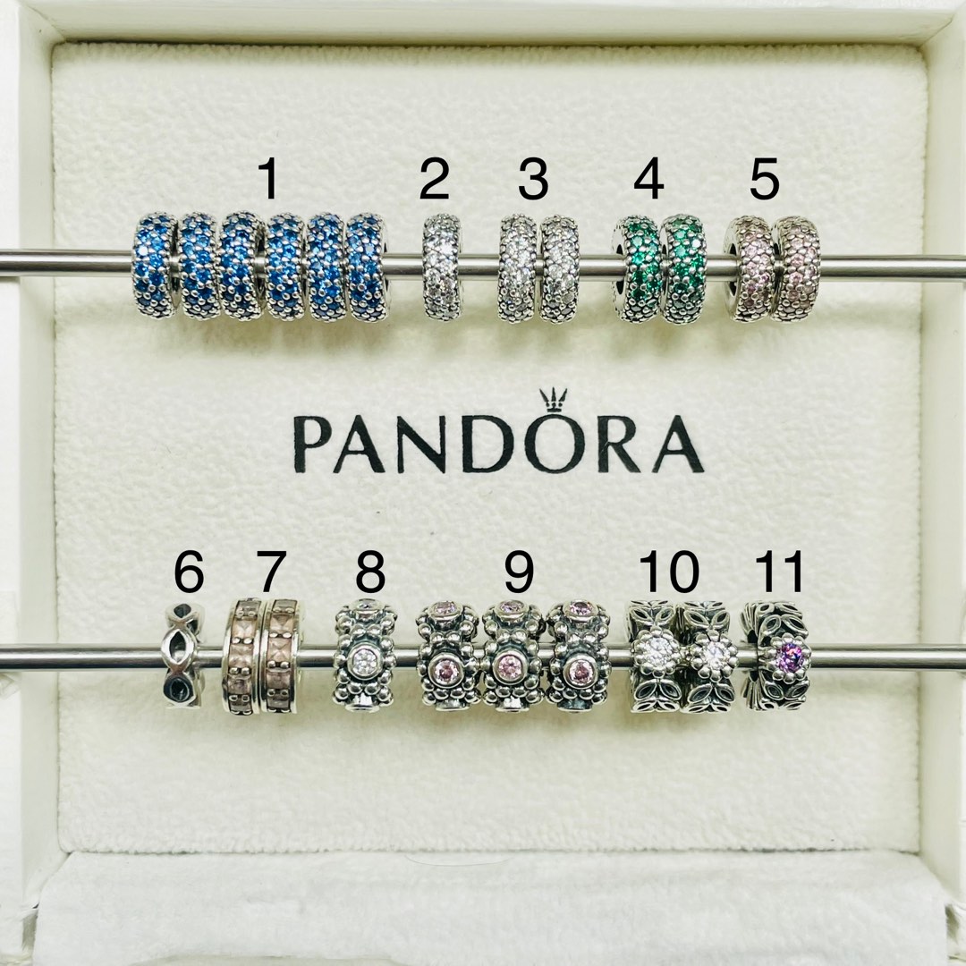 Pandora bracelet with 10 charms and 2 spacers for sale!!