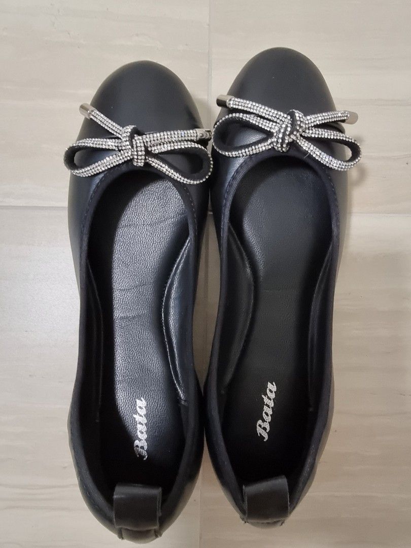 Bata black ballerina shoes best sale