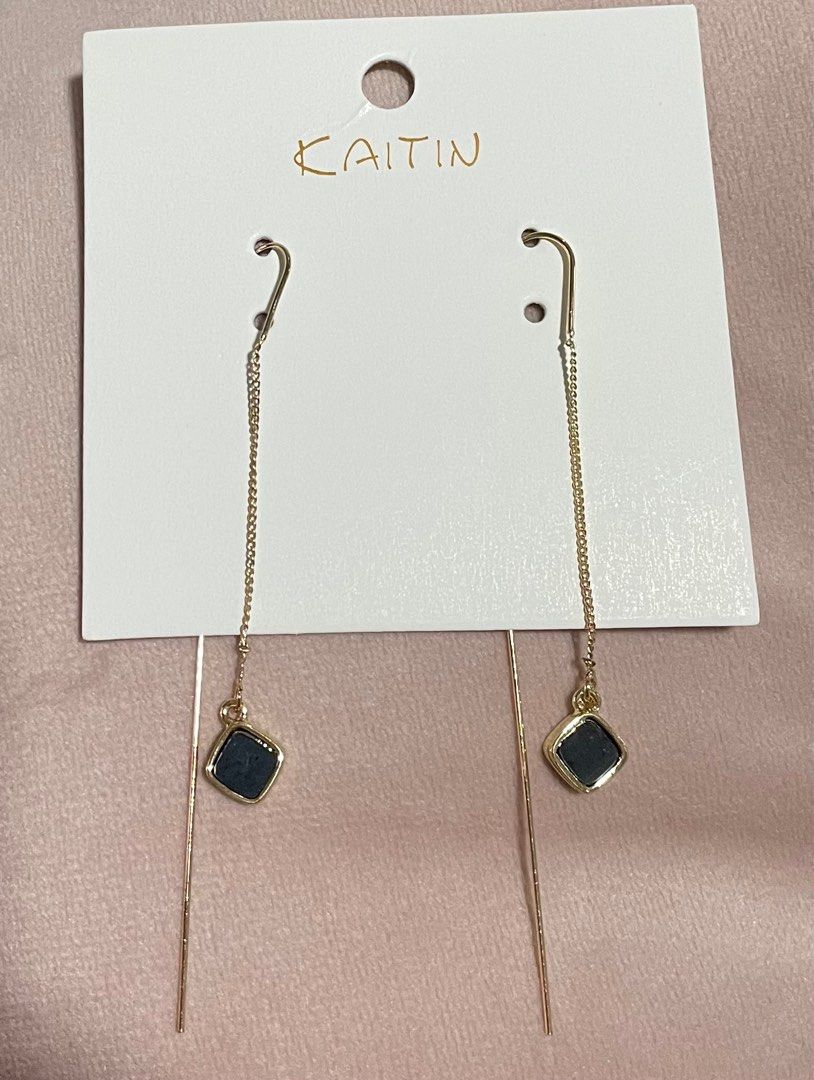 Gold and black dangle earrings best sale