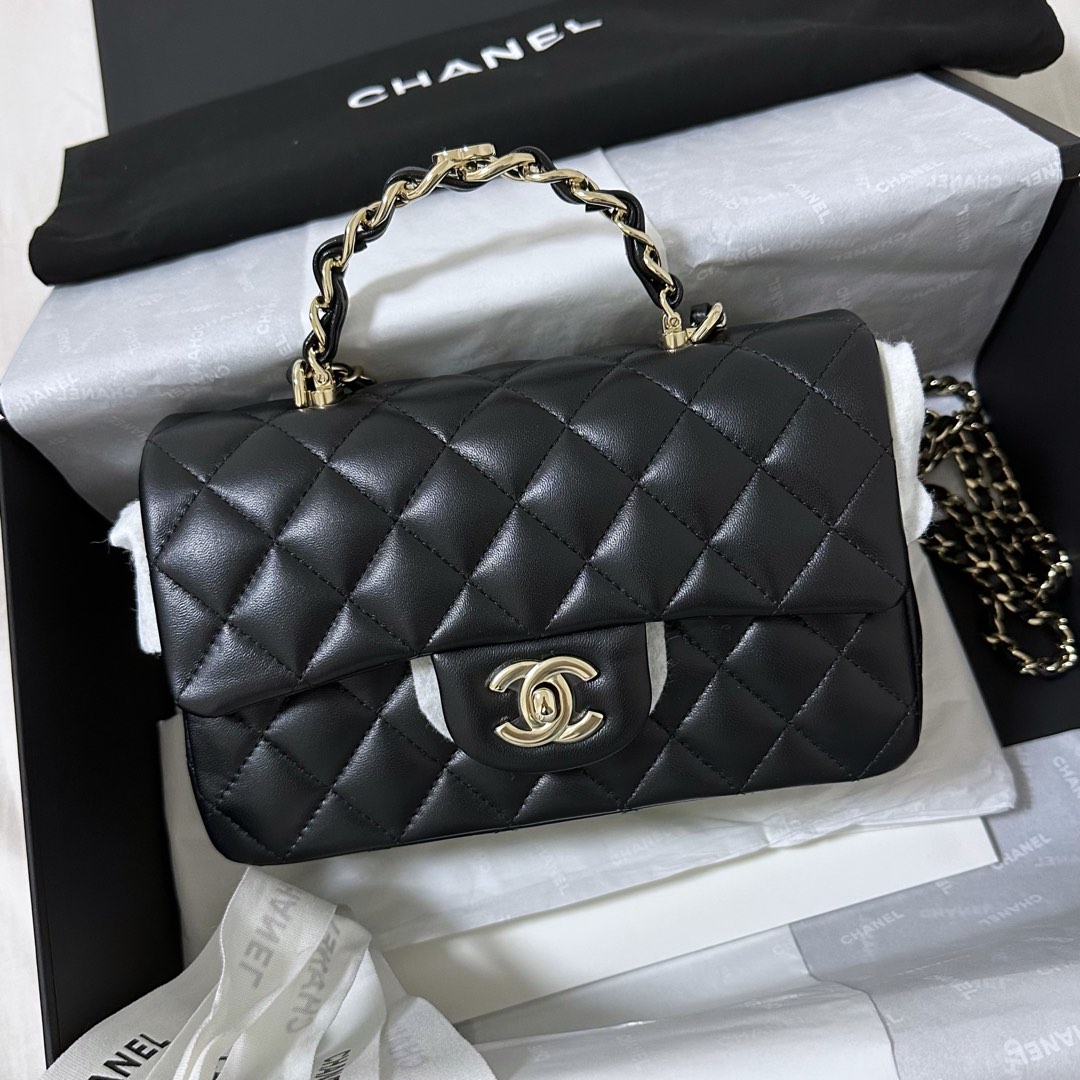 Brand new chanel rectangle mini flap bag with top handle 23k