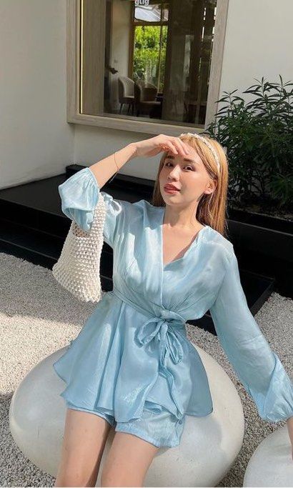 Light blue shop romper jumpsuit