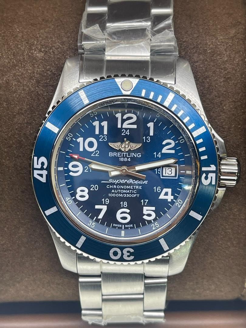 Breitling Superocean II 44 Blue Black Dial Mens Watch A17392