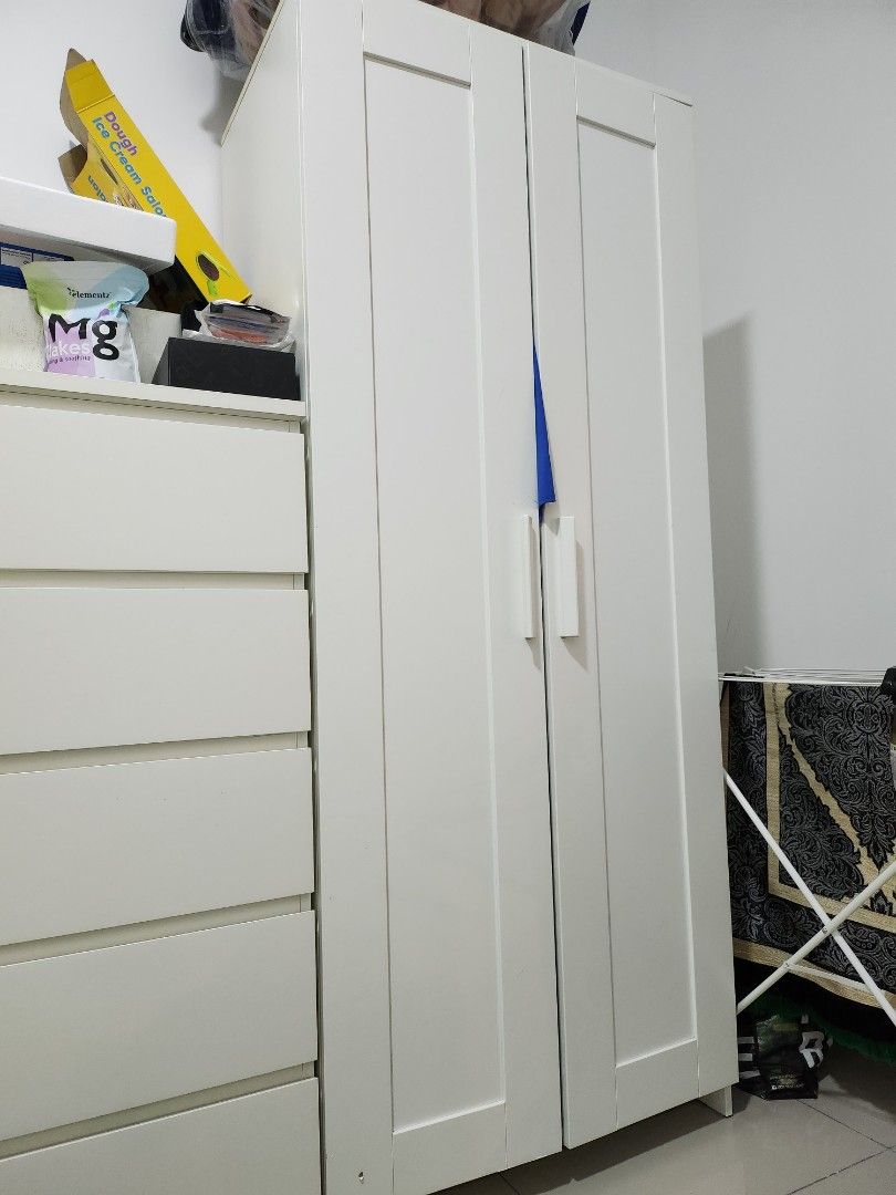 BRIMNES Wardrobe with 2 doors white 78x190 cm Furniture Home
