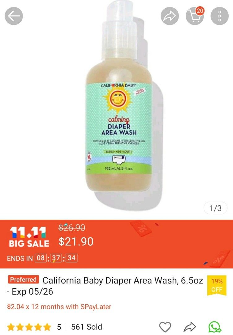 California Baby diaper area spray with free gift Babies Kids