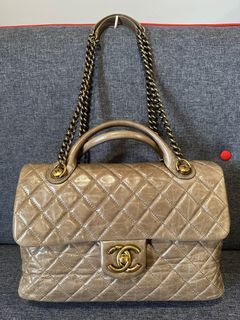 Chanel two toned medium flap bag (full set), Luxury, Bags