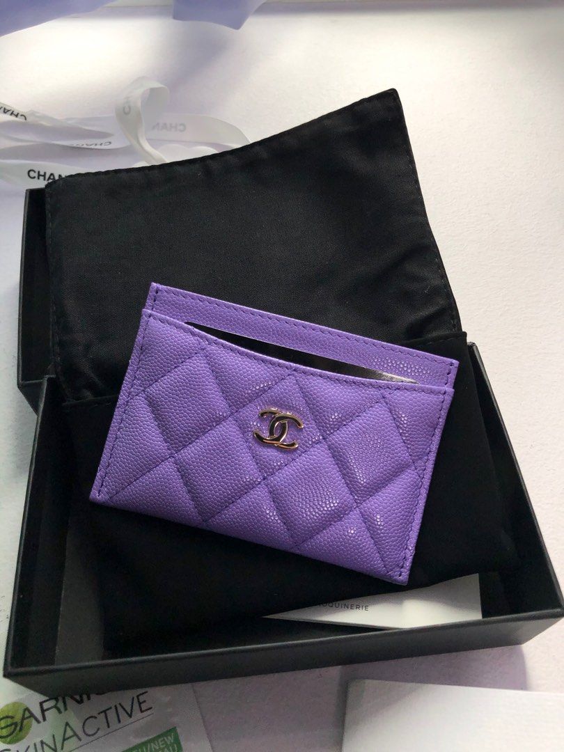Chanel classic card holder purple store
