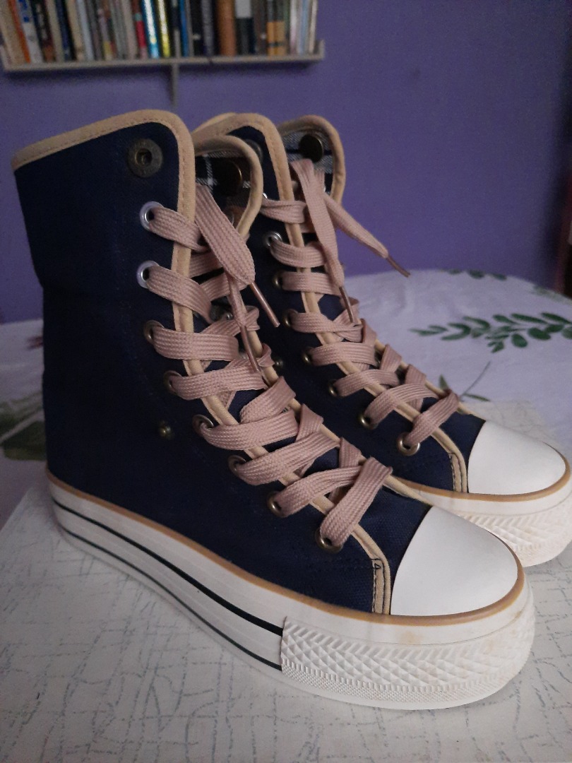 Converse dupe 2in1 hitop convertible to medtop platforms, Women's Fashion, Footwear