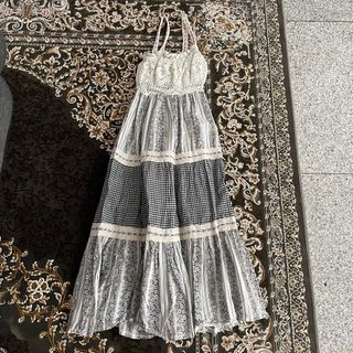 coquette blue plaid tiered dress cute lolita