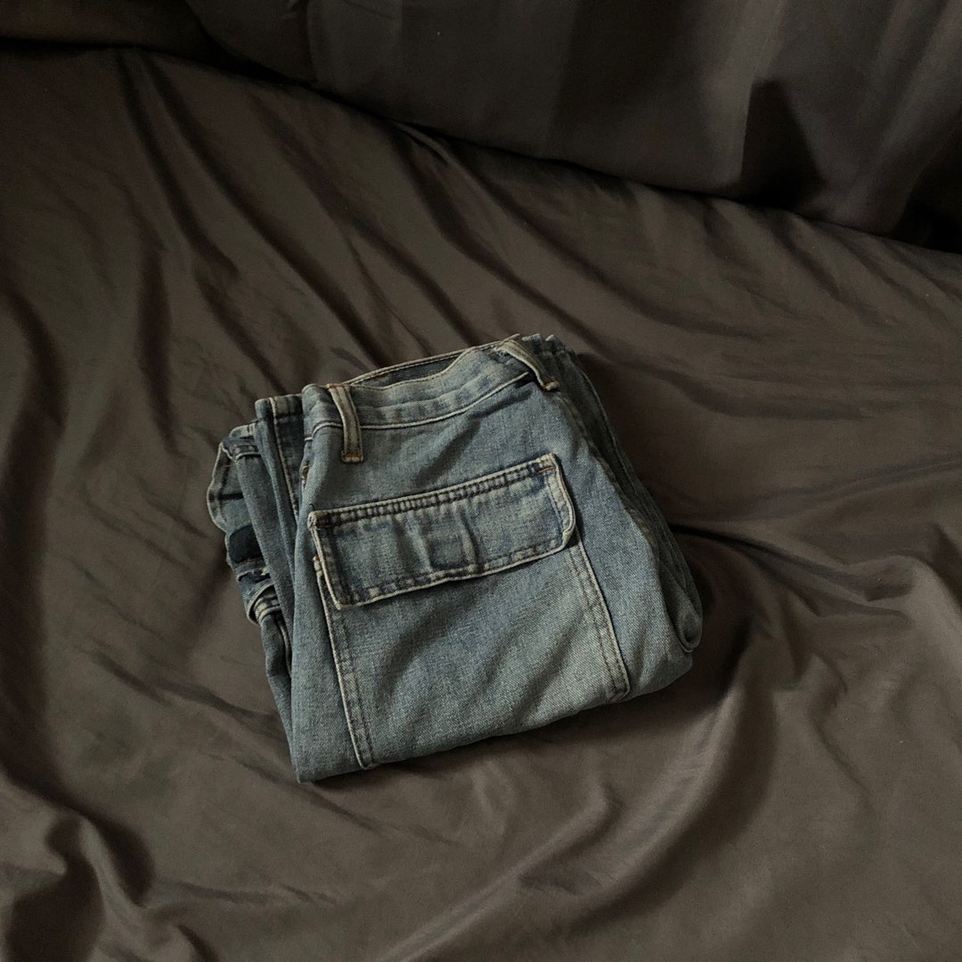 DENIM WIDE LEG SIX POCKET PANTS, Women's Fashion, Bottoms, Jeans on ...