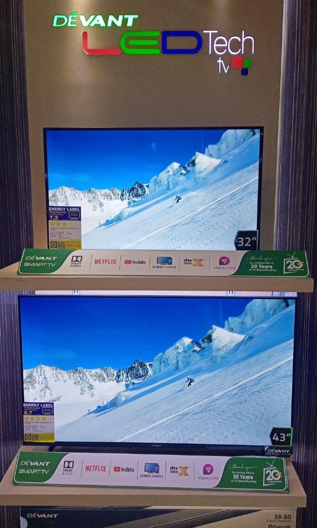 DEVANT LED SMART TV (Category: TV) located in Quezon City. Submitted by maryann.dimalanta (Listing ID 1265048409, Image 1). Description: DEVANT LED TV SMART LED TV 32STV103-9,900 43STV103-14,300 32STW101-10,100 43STW101- 14,300 UHD TV 43UHD204- 15,800 50UHD204- 18,500 free soundbar 55UHD204-21,000 free soundbar 65UHD204-30,800 with soundbar 75UHD204-46,600 QUANTUM TV 50QUHV04- 23,600 with soundbar 50QUHW01-20,500 55QUHV04-26,000 with soundbar 65Q