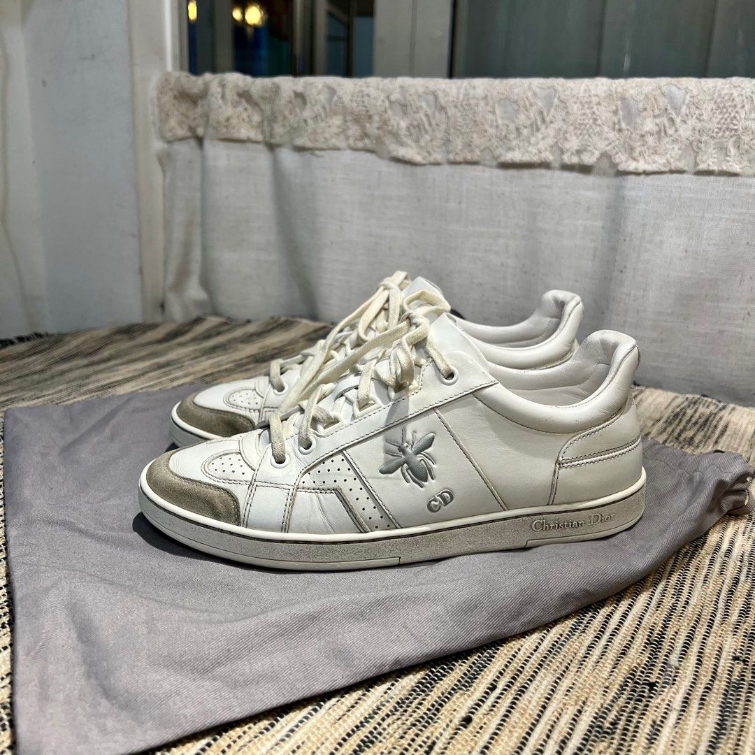 現貨銅鑼灣店）Dior D bee white leather sneakers 白色皮波鞋36, 名牌